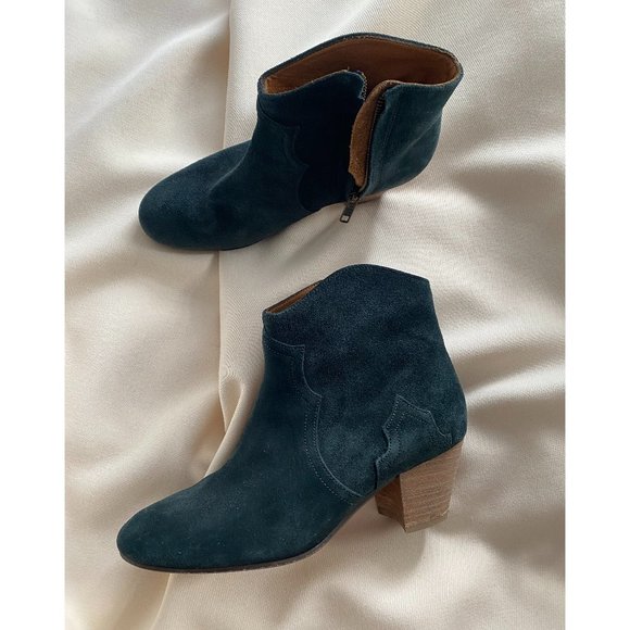 Isabel Marant Dark Green Suede Ankle Boots - Picture 1 of 6